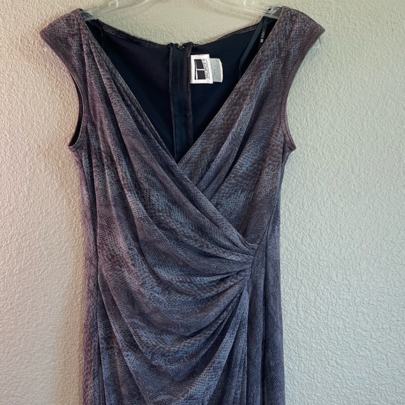 Tadashi Shoji Beautiful Purple/Gray Snake Print Drape Dress - Picture 3 of 11